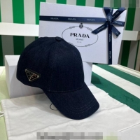 Grade Cheap Prada Denim Baseball Hat PR08241 Dark Blue 2023