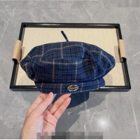 Good Product Prada Check Beret Hat PR09121 Navy Blue 2023