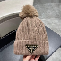 Reasonable Price Prada Knit Hat P12803 Light Brown 2023