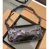 Fashion Luxurious Balenciaga WOMENS LE CAGOLE SHOULDER BAG 6688 silver gray