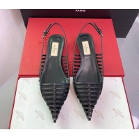 Most Popular Valentino Rockstud Leather Slingback Pumps with Thin Strap Black 214119