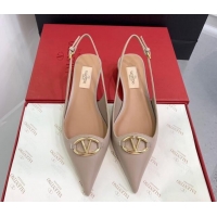 Perfect Valentino VLogo Leather Slingback Pumps Nude 1214124