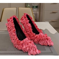 Sumptuous Balenciaga Garde-Gift Marie-Antoinette Pumps 10cm in satin bows allover Peachy Pink 205089