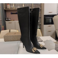 Best Price Balenciaga Calfskin BB High Heel Boots 10cm Black 218138