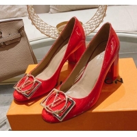 Unique Discount Louis Vuitton Madeleine Pumps 8cm in Patent Leather with LV Circle Red 204027