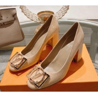 Good Looking Louis Vuitton Madeleine Pumps 8cm in Patent Leather with LV Circle Nude 204028