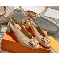 Popular Style Louis Vuitton Madeleine Slingback Pumps 4.5cm in Patent Leather with LV Circle Nude 204032