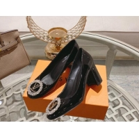 Luxury Louis Vuitton Madeleine Pumps 8cm in Patent Leather with LV Crystals Black 204045