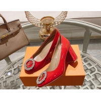 Trendy Design Louis Vuitton Madeleine Pumps 8cm in Patent Leather with LV Crystals Red 204046