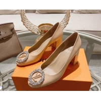 Good Quality Louis Vuitton Madeleine Pumps 8cm in Patent Leather with LV Crystals Nude 1204048