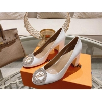 Cheap Price Louis Vuitton Madeleine Pumps 8cm in Patent Leather with LV Crystals White 204049