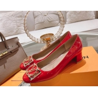 Low Cost Louis Vuitton Madeleine Pumps 4.5cm in Patent Leather with LV Circle Red 204051