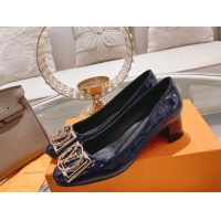 Classic Hot Louis Vuitton Madeleine Pumps 4.5cm in Patent Leather with LV Circle Blue 204054