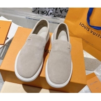 Hot Style Louis Vuitton Men's LV Pacific Loafers in Suede Light Grey 204057