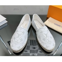 Sumptuous Louis Vuitton Starboard Flat Espadrilles in White Monogram Canvas 204071