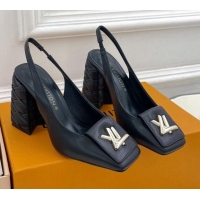 Purchase Louis Vuitton Shake Slingback Pump 9cm in Calf Leather with Quilted Block Heel Black 218057