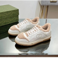 ​Famous Brand Gucci Mac80 Sneakers Leather ‎And Wool 760462 Off white