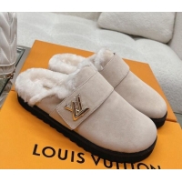 Lowest Cost Louis Vuitton LV Cosy Flat Comfort Clog Mules in Suede Grey 218071