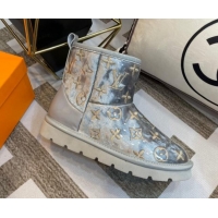 Luxury Discount Louis Vuitton PVC Snow Boots with Monogram Embroidery Grey 218073