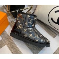 Big Discount Louis Vuitton PVC Snow Boots with Monogram Embroidery Black 218076