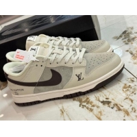 Most Popular Nike SB Dunk Low Retro x Louis Vuitton LV Sneakers in Suede and Leather Grey 105042