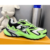 Good Looking Louis Vuitton Men's LV Runner Tatic Sneakers in Mesh and Leather Neon Green 105122