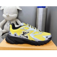 Good Quality Louis Vuitton Men's LV Runner Tatic Sneakers in Mesh and Leather Yellow 105126