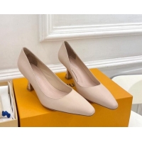 Youthful Louis Vuitton Sparkle Pumps 6.5cm in Calfskin Leather Nude 105141