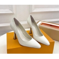 Luxurious Louis Vuitton Sparkle Pumps 9.5cm in Calfskin Leather White 0105148