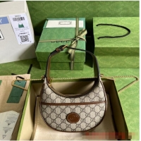 Buy Inexpensive Gucci HALF-MOON-SHAPED MINI BAG WITH INTERLOCKING G 726843 Brown