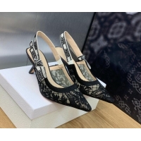 Duplicate Dior J'Adior Slingback Pumps 6.5cm in Transparent Mesh Embroidered with Black Butterfly Motif 202005