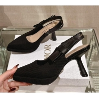 Unique Style Dior Sweet-D Slingback Platform Pumps 8cm Technical Fabric Black 202024