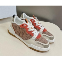 Hot Style Dior One Sneakers in Oblique Perforated Calfskin and Suede Beige/Orange 214049