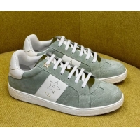 Most Popular Dior Star Sneakers in Suede and White Calfskin Pastel Peyote Green 214056