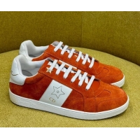 Low Cost Dior Star Sneakers in Suede and White Calfskin Orange 214057