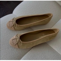 ​Trendy Design Chanel Suede Ballerinas Flat CH1203 Light Brown