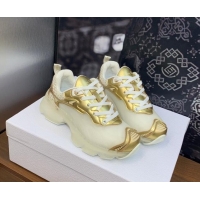 Classic Hot Dior Vibe Sneakers in Gold Leather and Transparent Rubber 2106021