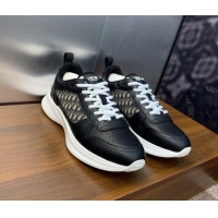 Modern Dior Men's B25 Runner Sneakers in Smooth Calfskin and Dior Oblique Jacquard Black/White 2106024