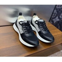 Luxury Dior Men's B25 Runner Sneakers in Smooth Calfskin and Technical Mesh with Dior Oblique Canvas Black 206029