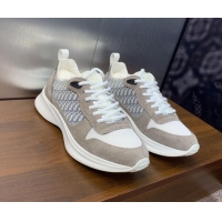 Top Grade Dior Men's B25 Runner Sneakers in Suede and Technical Mesh with Dior Oblique Canvas Khaki Grey 2106030