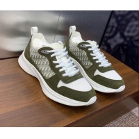 Unique Style Dior Men's B25 Runner Sneakers in Suede and Technical Mesh with Dior Oblique Canvas Green 106033