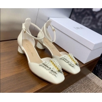 Big Discount Dior Tale Pumps 3.5cm in Supple Calfskin and Pearls Butterfly White 206036