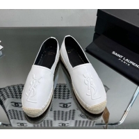 Popular Style Saint Laurent YSL Leather Espadrilles White 205087