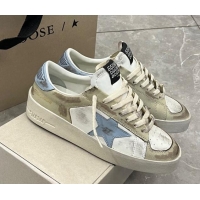 Pretty Style Golden Goose Stardan sneakers in white and gold leather with blue star and heel tab 0105022