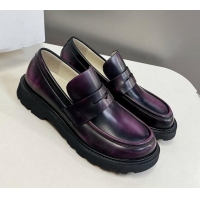 Perfect Loewe Blaze loafers in bicolour brushed-off calfskin Purple/Black 205072