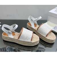 Duplicate Loewe Anagram Canvas Espadrille Sandals White/Brown 205074