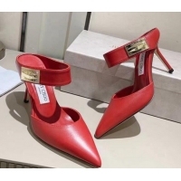 Stylish Jimmy Choo Nell Heel Mule 8.5cm in Calf Leather Red 1218094