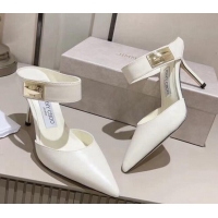 Grade Jimmy Choo Nell Heel Mule 8.5cm in Calf Leather White 1218096