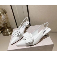 Shop Duplicate Jimmy Choo Amita Flowers Slingback Pumps 4.5cm in Nappa Leather White 109019