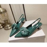 Lowest Price Jimmy Choo Amita Flowers Slingback Pumps 4.5cm in Nappa Leather Green 109021